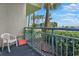Private balcony with ocean view and seating at 1105 S Ocean Blvd. # 106, Myrtle Beach, SC 29577