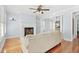 Living room featuring hardwood floors, fireplace, and comfy seating at 879 Waterton Ave., Myrtle Beach, SC 29579