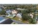 Aerial view of beach house with pool and fenced yard at 114 N Pinewood Dr. N, Surfside Beach, SC 29575