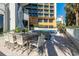Outdoor patio dining area with seating for six at 2700 N Ocean Blvd. # 1554, Myrtle Beach, SC 29577