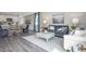 Living room with kitchen and dining area, hardwood floors at 651 Wallace Dr., Little River, SC 29566