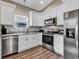 Modern kitchen with stainless steel appliances at 6001 - 1537 S Kings Hwy., Myrtle Beach, SC 29575