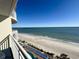 Stunning ocean view from balcony, showing beach and pier at 201 S Ocean Blvd. # 714, Myrtle Beach, SC 29577