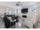 Spacious living room with fireplace, large TV, and comfortable seating at 338 Harbour View Dr., Myrtle Beach, SC 29579
