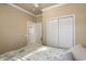 Bedroom with full bed, seashell bedding, and window at 6001 - P-29 S Kings Hwy., Myrtle Beach, SC 29575