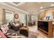 Living room with comfortable sofa and decorative pillows at 6001 - P-29 S Kings Hwy., Myrtle Beach, SC 29575