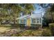 Charming light blue cottage with metal roof, landscaping, and yellow front door at 332 N Congdon St., Georgetown, SC 29440
