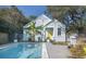 Inviting backyard pool with patio and lush tropical plants at 332 N Congdon St., Georgetown, SC 29440