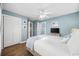 Bright bedroom with a comfortable bed and built-in closet at 209 North Hillside Dr. # 201, North Myrtle Beach, SC 29582