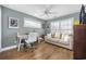 Home office with a desk, comfortable seating, and hardwood floors at 209 North Hillside Dr. # 201, North Myrtle Beach, SC 29582