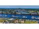 Aerial view of a marina with numerous boats and waterfront businesses at 6253 Catalina Dr. # 231, North Myrtle Beach, SC 29582