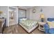 Bedroom with a double bed and beach themed decor at 6900 N Ocean Blvd. # 1540, Myrtle Beach, SC 29572