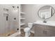 Modern bathroom with shower, toilet, and vanity at 3329 Hughes Gasque Rd., Aynor, SC 29511