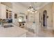 Gourmet kitchen with white cabinets, a large island, and high-end appliances at 1501 Serena Dr., Myrtle Beach, SC 29579