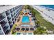 Aerial view showing resort pool, beach access, and building at 2311 S Ocean Blvd. # 967, Myrtle Beach, SC 29577