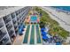 Aerial view of resort showing pools, shuffleboard, and beach access at 2311 S Ocean Blvd. # 967, Myrtle Beach, SC 29577