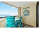 Balcony with ocean view and pier in background at 6100 N Ocean Blvd. # 207, North Myrtle Beach, SC 29582