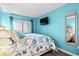 Beach-themed bedroom with king-size bed and ocean view at 6100 N Ocean Blvd. # 207, North Myrtle Beach, SC 29582