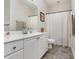 Clean bathroom with white vanity, shower/tub combo, and updated fixtures at 2740 Bayboro St., Loris, SC 29569