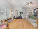 Relaxing living room with hardwood floors, an open layout, and a ceiling fan at 2740 Bayboro St., Loris, SC 29569