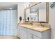 Bathroom with double vanity and shower at 5200 N Ocean Blvd. # 1033, Myrtle Beach, SC 29577