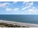 Stunning aerial view of the pristine beach and ocean at 5523 N Ocean Blvd. # 1812, Myrtle Beach, SC 29577