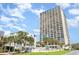 Ocean Forest Plaza building exterior, showcasing a high-rise building and landscaping at 5523 N Ocean Blvd. # 1812, Myrtle Beach, SC 29577