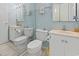 Bathroom with double vanity and coastal decor at 1210 N Waccamaw Dr. # 106, Murrells Inlet, SC 29576