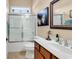 Clean bathroom with a walk-in shower and modern vanity at 5603 Leatherleaf Dr., North Myrtle Beach, SC 29582
