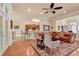 Open living room and kitchen with hardwood floors at 5603 Leatherleaf Dr., North Myrtle Beach, SC 29582