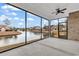 Relaxing screened porch with water views and a ceiling fan at 1531 Biltmore Dr., Myrtle Beach, SC 29579