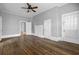Living room with hardwood floors and ceiling fan at 205 S Nichols St., Nichols, SC 29581
