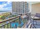 Oceanfront balcony boasts stunning views and comfortable seating at 4800 S Ocean Blvd. # 412, North Myrtle Beach, SC 29582