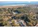 Aerial view of neighborhood with trees, houses, and ocean view at 239 Coachman Dr., Pawleys Island, SC 29585