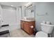Bathroom with shower/tub combo and vanity at 2600 North Ocean Blvd. # 211, Myrtle Beach, SC 29577