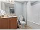 Bathroom with shower/tub combo and vanity at 2600 North Ocean Blvd. # 211, Myrtle Beach, SC 29577