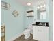 Guest bathroom featuring a single vanity, toilet, and light blue walls at 2801 S Ocean Blvd. # 1237, North Myrtle Beach, SC 29582