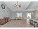 Spacious living room with hardwood floors and high ceilings at 360 Hillsborough Dr., Conway, SC 29526