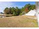 Fenced backyard with patio, overlooking a serene pond and trees at 809 Cherry Bark Ct., Myrtle Beach, SC 29579