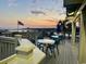 Sunset view of the outdoor seating area at Ocean Creek Plantation at 415 Ocean Creek Dr. # 2373, Myrtle Beach, SC 29572