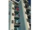 Exterior view of balconies decorated for Christmas with an inflatable Santa Claus at 5001 Little River Rd. # W109, Myrtle Beach, SC 29577