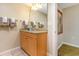 Bathroom with wooden vanity, granite counter, and tiled floor at 9994 Beach Club Dr. # 1604, Myrtle Beach, SC 29572