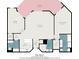 Floor plan of a condo with two bedrooms, two baths, and a balcony at 9994 Beach Club Dr. # 1604, Myrtle Beach, SC 29572