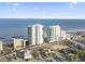Aerial view of oceanfront resort, showcasing its location and proximity to the beach at 107 Ocean Blvd. S # 507, Myrtle Beach, SC 29577