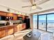 Kitchen with ocean view and breakfast bar at 4800 S Ocean Blvd. # 611, North Myrtle Beach, SC 29582