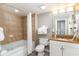 Bathroom with tub, shower, and granite vanity at 5300 N Ocean Blvd. # 1011, Myrtle Beach, SC 29577