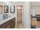 Modern bathroom with double vanity and a tub/shower combo at 4551 Day Lily Run St., Myrtle Beach, SC 29579