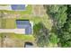 Aerial view of a house with a large backyard and surrounding trees at 612 Pine Oaks Farm Rd., Aynor, SC 29511