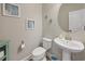 Stylish powder room with pedestal sink and toilet at 244 Splendor Circle, Murrells Inlet, SC 29576