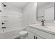 Bathroom with white vanity, bathtub, and a black framed mirror at Tbd Mud Minnow Dr., Pawleys Island, SC 29585